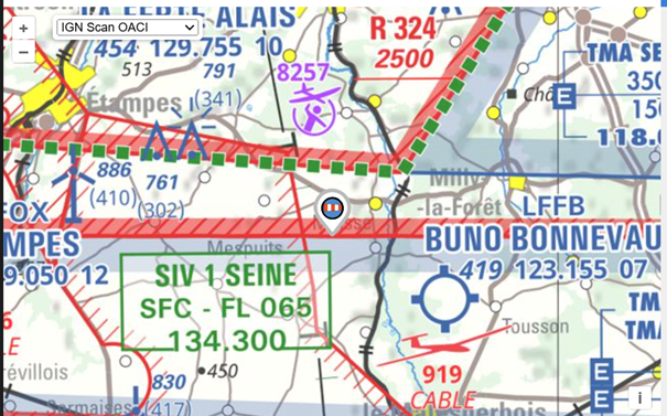 Situation de La Genevrelle sur carte aéronautique